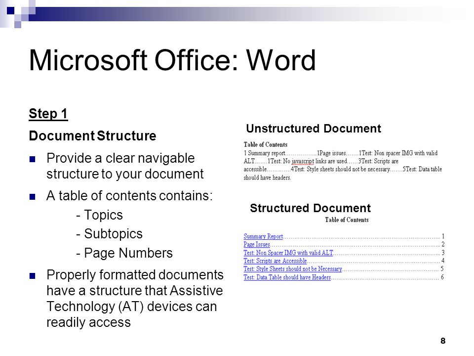 Technical report page numbering in word